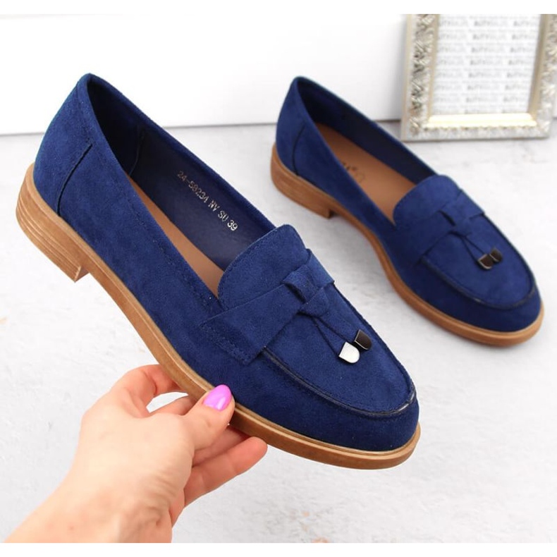 Zapatos tacón bajo Vinceza W JAN281 ante azul 1