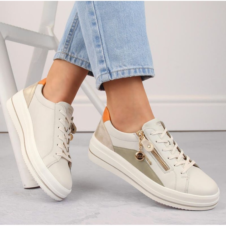 Rieker Zapatos cómodos de piel Remonte W RKR676, beige 1