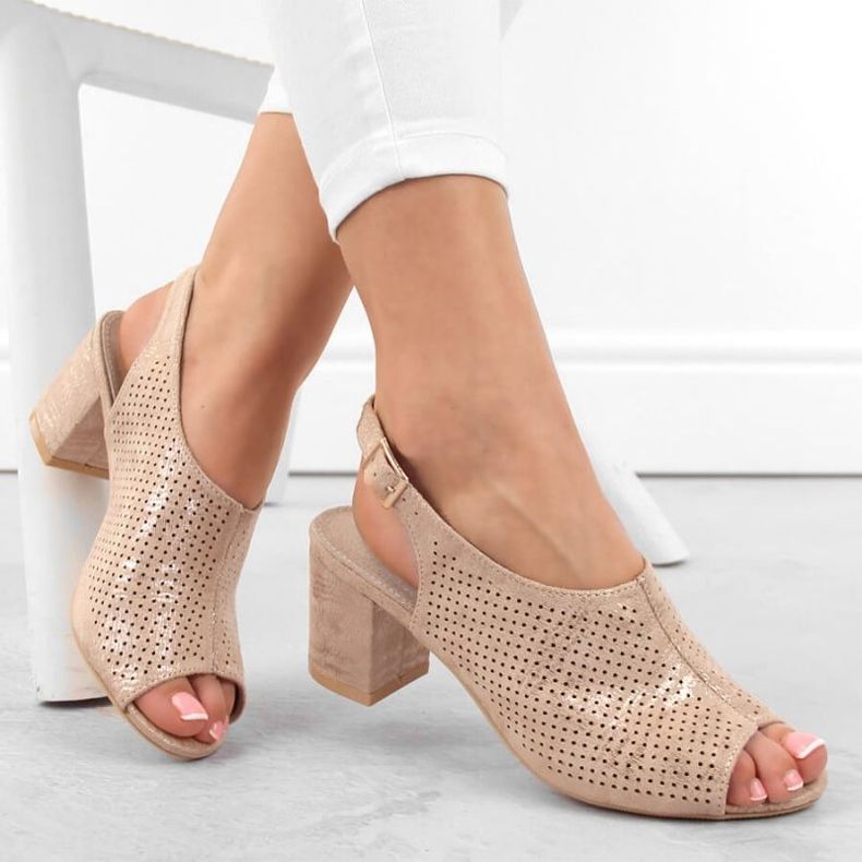 Potocki W WOL156C sandalias de tacón en ante, beige 2