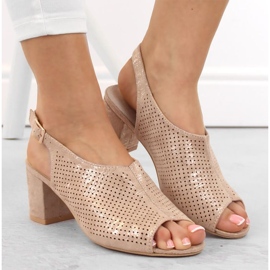 Potocki W WOL156C sandalias de tacón en ante, beige 3