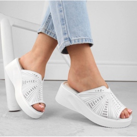 Mules de piel con cuña S.Barski W OLI255A blanco 2