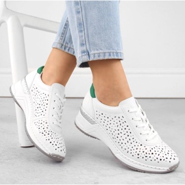 Zapatos cómodos de piel Rieker W RKR692 blanco 2