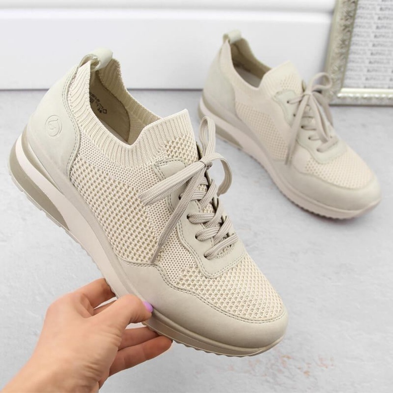 Rieker Cómodas zapatillas deportivas Remonte W RKR693 beige 1