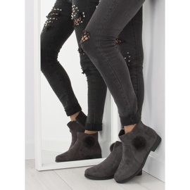 Gris X-15 botas de mujer grises con pompón 2