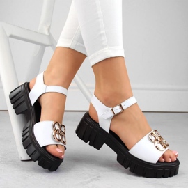 Vinceza W JAN301C Sandalias de tacón y plataforma de piel, blanco 2