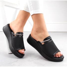 Filippo W PAW538A mules con cuña de piel negra negro 2