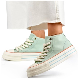 Zapatillas altas de mujer en textil, verde claro BL507BL 1