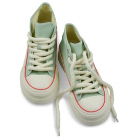 Zapatillas altas de mujer en textil, verde claro BL507BL 4