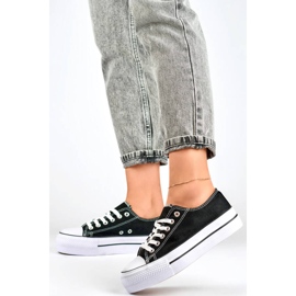 Deportivas de plataforma baja para mujer, negras QY832B negro 2