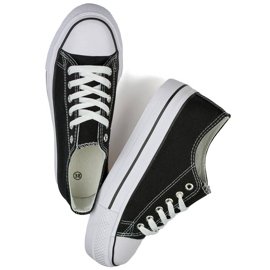 Deportivas de plataforma baja para mujer, negras QY832B negro 4