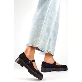 Zapatos de mujer en ante con hebilla, negro 2720-1B 3