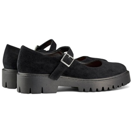 Zapatos de mujer en ante con hebilla, negro 2720-1B 4