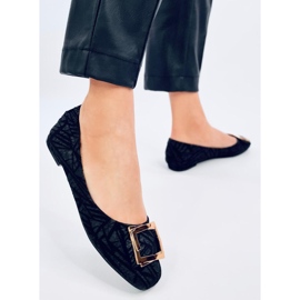 Ells Bailarinas con hebilla negra negro 3