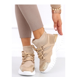 Deportivas altas tipo calcetín caqui beige 2