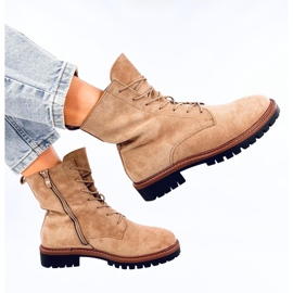 Botines cordones ante kaki beige 3