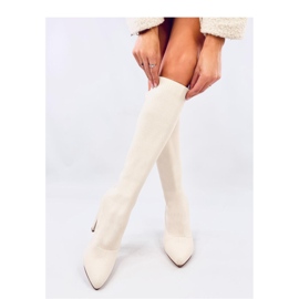 Elisha Botas tacón elástico beige - Inello 2
