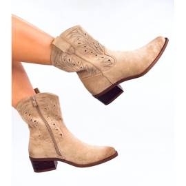 Botas cowboy caladas beige 1