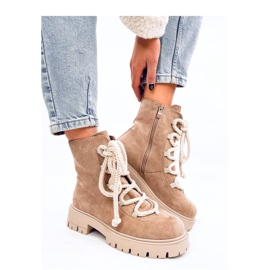 Botines con cordones y cordones gruesos Smiless Khaki - Inello beige 2