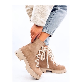 Botines con cordones y cordones gruesos Smiless Khaki - Inello beige 3