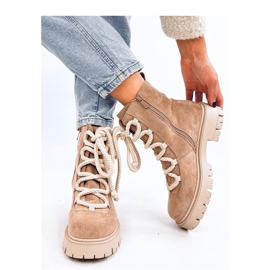 Botines con cordones y cordones gruesos Smiless Khaki - Inello beige 4