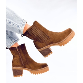 Botas chelsea con tacones altos marrón 2