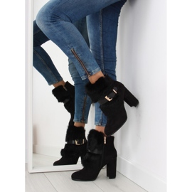 Botas Negras Tacón Alto Con Pelo negro 1316 Black 2