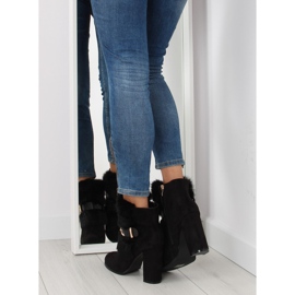 Botas Negras Tacón Alto Con Pelo negro 1316 Black 3