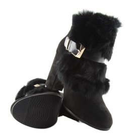 Botas Negras Tacón Alto Con Pelo negro 1316 Black 5