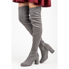 Vices Botas altas hasta el muslo con tacón gris 3