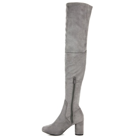 Vices Botas altas hasta el muslo con tacón gris 2