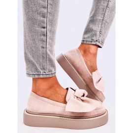 Mocasines de mujer de ante con lazo, rosa rosado 1