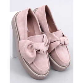 Mocasines de mujer de ante con lazo, rosa rosado 4