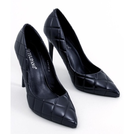 Salón stilettos acolchado negro 1