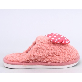 Pantuflas niño salmón con lazo rosado 1