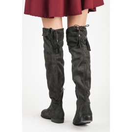 Yes Mile Botas mosqueteras con flecos gris 5