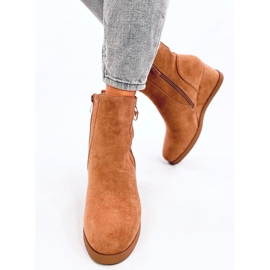 Botas cuña mujer con cremallera camel dorado marrón 2