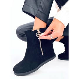 Botas cuña mujer negras con cremallera dorada negro 5