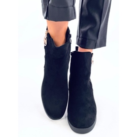 Botas cuña mujer negras con cremallera dorada negro 2