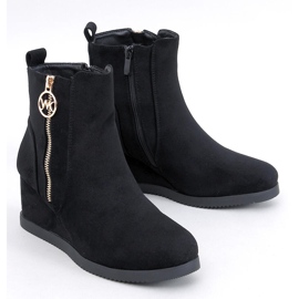 Botas cuña mujer negras con cremallera dorada negro 1