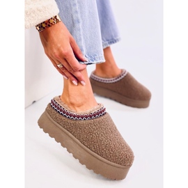 Botas de nieve cortas para mujer con piel de oveja, marrón caqui 5