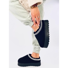 Botas de nieve cortas para mujer con piel de oveja y bordado, negro 3