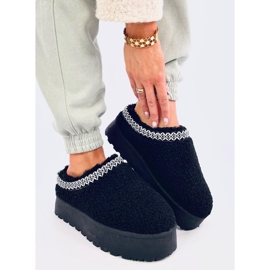 Botas de nieve cortas para mujer con piel de oveja y bordado, negro 4