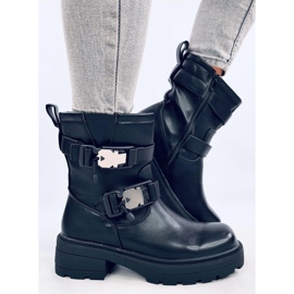 Botas militares de mujer negras con adorno. negro 3