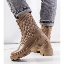 Botas de mujer marrones con parte superior tipo calcetín. marrón 1 Botas de mujer marrones con parte superior tipo calcetín. marrón 1