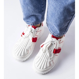 Deportivas mujer plataforma blancas y rojas blanco 2