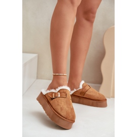 Pantuflas de mujer con aislamiento de pelo FA-185 camel marrón 1