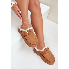 Pantuflas de mujer con aislamiento de pelo FA-185 camel marrón 2