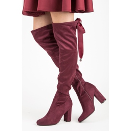Ideal Shoes Mosqueteros granates atados con una cinta rojo 2