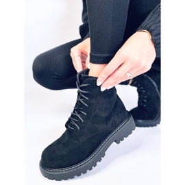 Botines cordones mujer ante negro 3