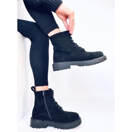 Botines cordones mujer ante negro 4
